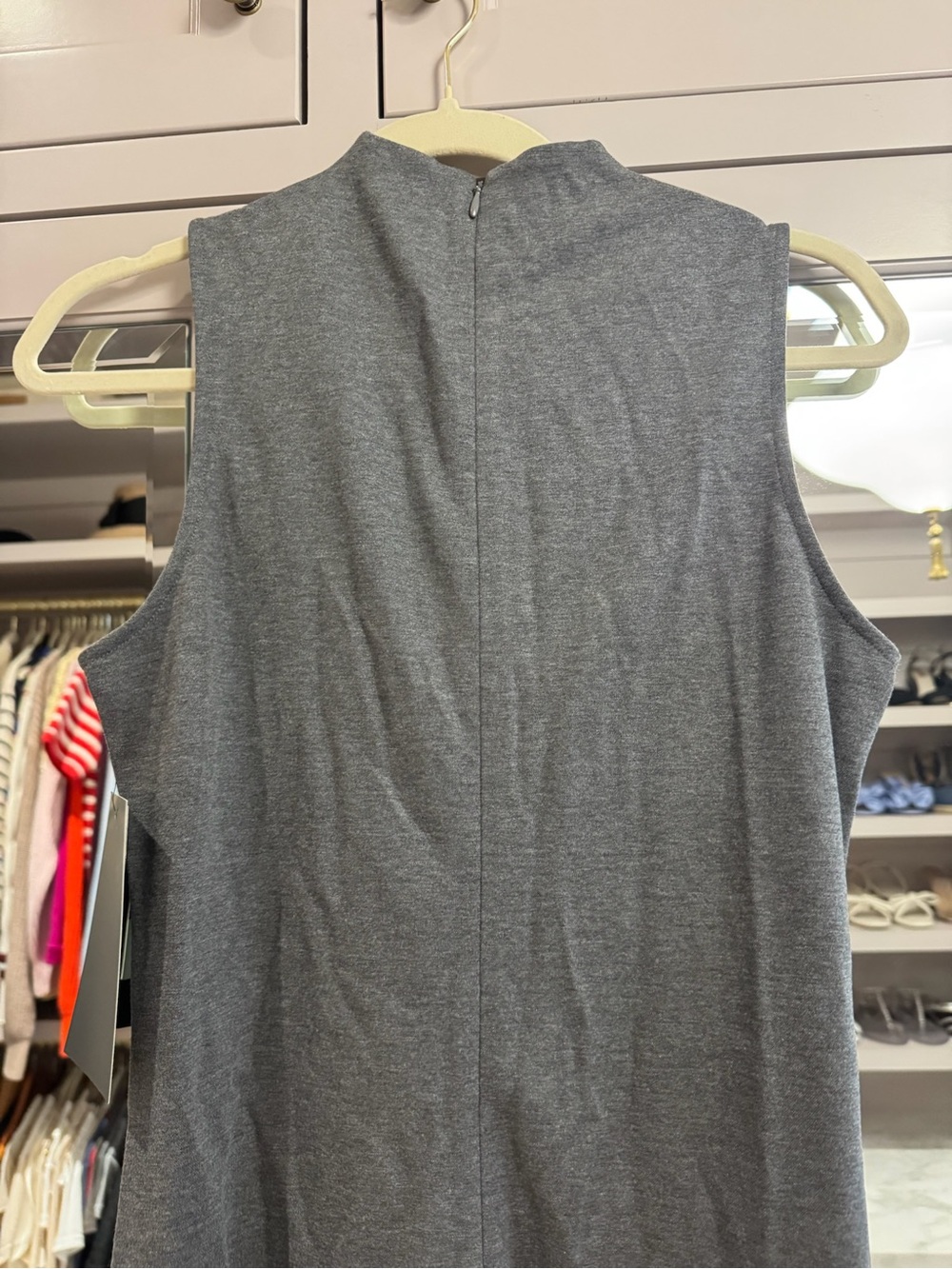 Sleeveless Mock Neck Women's Dress - Gray